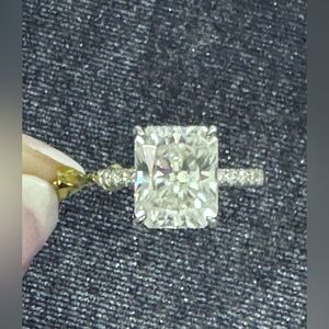 5ct Moissanite silver 925 engagement ring diamond lab radiant cut pave 7 6.75